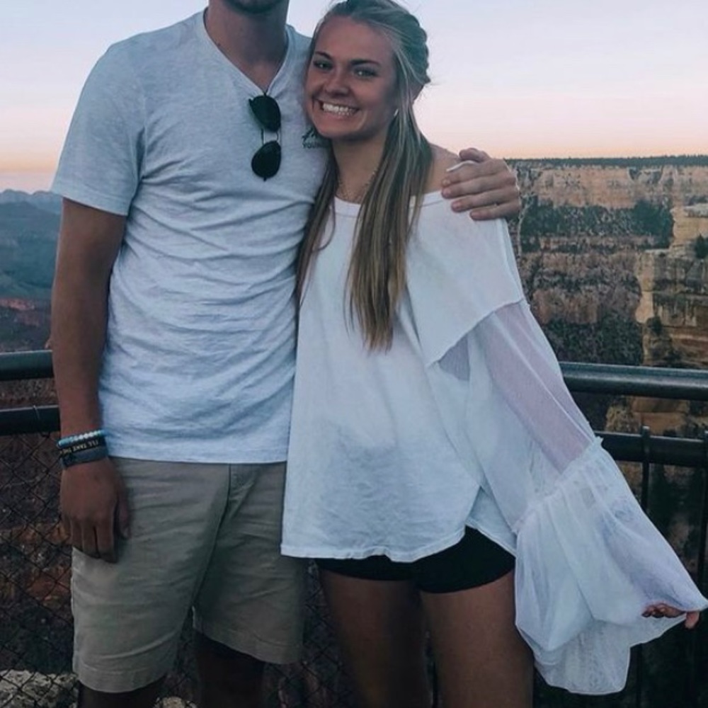 Free People Mesh Bell Sleeve Top